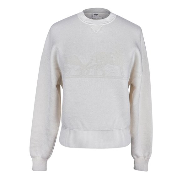 Hermes Sweater Ex-Libris Winter White Cashmere and Silk  34/4 - Picture 1 of 11